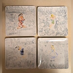 Disney Store Studio Collection Set of 4 Character Animation 8" Plates